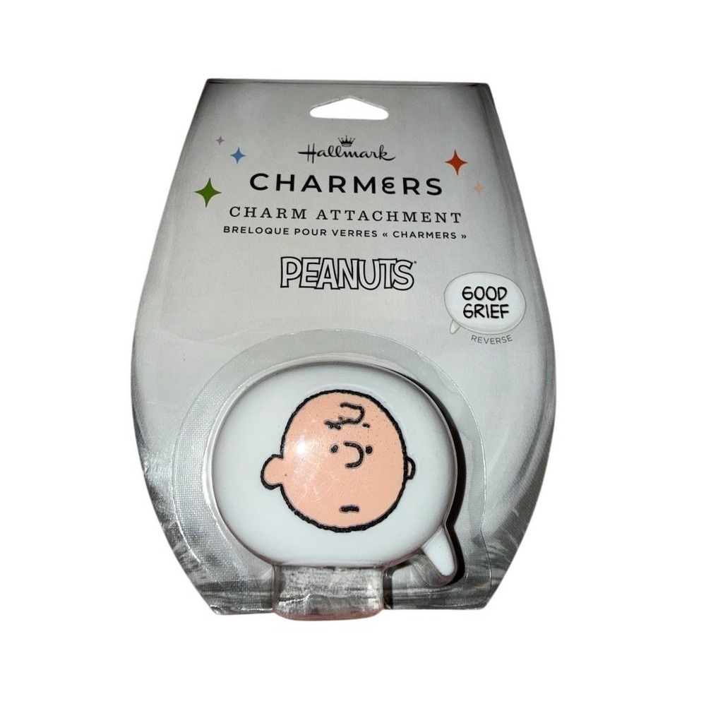 Hallmark Peanuts Charlie Brown Good Grief Word Bubble Wine Glass Charmers‎ new
